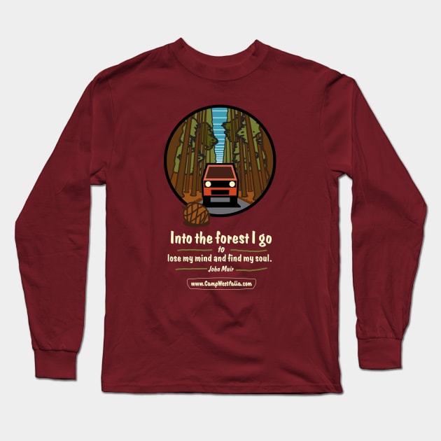 Campervan in Redwood Forest, dark Long Sleeve T-Shirt by CampWestfalia